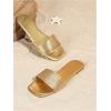 image:imageGORGLITTER Womens Gold Square Open Toe Flat Sandals Dressy 2026 Trendy Metallic Strapy Slide on ShoesGold