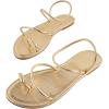 image:imageGORGLITTER Womens Gold Strappy Flat Sandals Dressy Metallic Thong Flip Flops Summer Beach Vacation Slippers Shoes 2026Gold