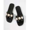 image:imageGORGLITTER Womens H Sandals Pearl Dressy Summer 2026 Cute Vacation Trendy Beach Boho Wedding Square Toe Flat ShoesBlack
