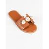 image:imageGORGLITTER Womens H Sandals Pearl Dressy Summer 2026 Cute Vacation Trendy Beach Boho Wedding Square Toe Flat ShoesBrown Pearl