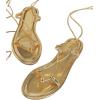 image:imageGORGLITTER Womens Lace Up Flat Sandals Dressy Strappy Gladiator Sandals Pointed Toe Thong SandalsGoldtoe