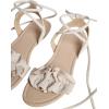 image:imageGORGLITTER Womens Lace Up Gladiator Sandals Ruffle Trim Strappy Flat Sandals Casual Tie Up Ankle Strap SandalsBeige
