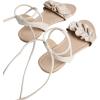 image:imageGORGLITTER Womens Lace Up Gladiator Sandals Ruffle Trim Strappy Flat Sandals Casual Tie Up Ankle Strap SandalsBeige
