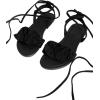 image:imageGORGLITTER Womens Lace Up Gladiator Sandals Ruffle Trim Strappy Flat Sandals Casual Tie Up Ankle Strap SandalsBlack