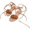 image:imageGORGLITTER Womens Lace Up Gladiator Sandals Ruffle Trim Strappy Flat Sandals Casual Tie Up Ankle Strap SandalsBrown