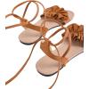 image:imageGORGLITTER Womens Lace Up Gladiator Sandals Ruffle Trim Strappy Flat Sandals Casual Tie Up Ankle Strap SandalsBrown