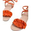 image:imageGORGLITTER Womens Lace Up Gladiator Sandals Ruffle Trim Strappy Flat Sandals Casual Tie Up Ankle Strap SandalsOrange