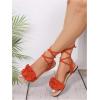 image:imageGORGLITTER Womens Lace Up Gladiator Sandals Ruffle Trim Strappy Flat Sandals Casual Tie Up Ankle Strap SandalsOrange