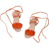 image:imageGORGLITTER Womens Lace Up Gladiator Sandals Ruffle Trim Strappy Flat Sandals Casual Tie Up Ankle Strap SandalsOrange