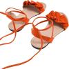 image:imageGORGLITTER Womens Lace Up Gladiator Sandals Ruffle Trim Strappy Flat Sandals Casual Tie Up Ankle Strap SandalsOrange