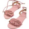 image:imageGORGLITTER Womens Lace Up Gladiator Sandals Ruffle Trim Strappy Flat Sandals Casual Tie Up Ankle Strap SandalsPink