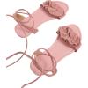 image:imageGORGLITTER Womens Lace Up Gladiator Sandals Ruffle Trim Strappy Flat Sandals Casual Tie Up Ankle Strap SandalsPink