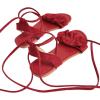 image:imageGORGLITTER Womens Lace Up Gladiator Sandals Ruffle Trim Strappy Flat Sandals Casual Tie Up Ankle Strap SandalsRed