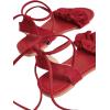 image:imageGORGLITTER Womens Lace Up Gladiator Sandals Ruffle Trim Strappy Flat Sandals Casual Tie Up Ankle Strap SandalsRed