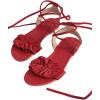 image:imageGORGLITTER Womens Lace Up Gladiator Sandals Ruffle Trim Strappy Flat Sandals Casual Tie Up Ankle Strap SandalsRed