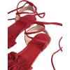 image:imageGORGLITTER Womens Lace Up Gladiator Sandals Ruffle Trim Strappy Flat Sandals Casual Tie Up Ankle Strap SandalsRed