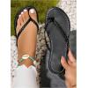 image:imageGORGLITTER Womens Leather Flip Flops Braided Summer Sandals Open Toe Thong Comfortable Slides Beach Vacation ShoesBlack