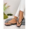 image:imageGORGLITTER Womens Leather Flip Flops Braided Summer Sandals Open Toe Thong Comfortable Slides Beach Vacation ShoesBlack