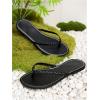 image:imageGORGLITTER Womens Leather Flip Flops Braided Summer Sandals Open Toe Thong Comfortable Slides Beach Vacation ShoesBlack