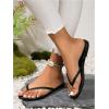 image:imageGORGLITTER Womens Leather Flip Flops Braided Summer Sandals Open Toe Thong Comfortable Slides Beach Vacation ShoesBlack