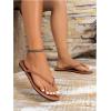 image:imageGORGLITTER Womens Leather Flip Flops Braided Summer Sandals Open Toe Thong Comfortable Slides Beach Vacation ShoesBrown