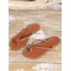 image:imageGORGLITTER Womens Leather Flip Flops Braided Summer Sandals Open Toe Thong Comfortable Slides Beach Vacation ShoesBrown