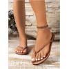 image:imageGORGLITTER Womens Leather Flip Flops Braided Summer Sandals Open Toe Thong Comfortable Slides Beach Vacation ShoesBrown