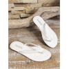 image:imageGORGLITTER Womens Leather Flip Flops Braided Summer Sandals Open Toe Thong Comfortable Slides Beach Vacation ShoesWhite
