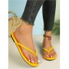 image:imageGORGLITTER Womens Leather Flip Flops Braided Summer Sandals Open Toe Thong Comfortable Slides Beach Vacation ShoesYellow