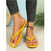 image:imageGORGLITTER Womens Leather Flip Flops Braided Summer Sandals Open Toe Thong Comfortable Slides Beach Vacation ShoesYellow