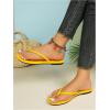 image:imageGORGLITTER Womens Leather Flip Flops Braided Summer Sandals Open Toe Thong Comfortable Slides Beach Vacation ShoesYellow