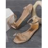 image:imageGORGLITTER Womens Metallic Sparkly Flat Sandals Dressy Summer Ankle Strap Open Toe Bridal Wedding Dress ShoesChampagne Sequin
