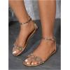 image:imageGORGLITTER Womens Metallic Sparkly Flat Sandals Dressy Summer Ankle Strap Open Toe Bridal Wedding Dress ShoesChampagne Sequin