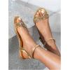 image:imageGORGLITTER Womens Metallic Sparkly Flat Sandals Dressy Summer Ankle Strap Open Toe Bridal Wedding Dress ShoesGold
