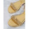 image:imageGORGLITTER Womens Metallic Sparkly Flat Sandals Dressy Summer Ankle Strap Open Toe Bridal Wedding Dress ShoesGold