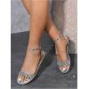 image:imageGORGLITTER Womens Metallic Sparkly Flat Sandals Dressy Summer Ankle Strap Open Toe Bridal Wedding Dress ShoesSilver