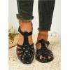 image:imageGORGLITTER Womens Mexicanos Huaraches Sandals Closed Toe Slingback Ankle Strap Flats Sandals Vacation Walking ShoesBlack