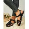image:imageGORGLITTER Womens Mexicanos Huaraches Sandals Closed Toe Slingback Ankle Strap Flats Sandals Vacation Walking ShoesBlack