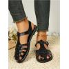 image:imageGORGLITTER Womens Mexicanos Huaraches Sandals Closed Toe Slingback Ankle Strap Flats Sandals Vacation Walking ShoesBlack