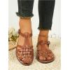 image:imageGORGLITTER Womens Mexicanos Huaraches Sandals Closed Toe Slingback Ankle Strap Flats Sandals Vacation Walking ShoesRust Brown