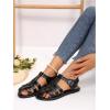 image:imageGORGLITTER Womens Mexicanos Huaraches Sandals Closed Toe Slingback Ankle Strap Flats Sandals Vacation Walking ShoesSolid Black