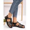 image:imageGORGLITTER Womens Mexicanos Huaraches Sandals Closed Toe Slingback Ankle Strap Flats Sandals Vacation Walking ShoesSolid Black