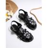 image:imageGORGLITTER Womens Mexicanos Huaraches Sandals Closed Toe Slingback Ankle Strap Flats Sandals Vacation Walking ShoesSolid Black