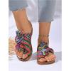 image:imageGORGLITTER Womens Rainbow Dressy Flat Sandals Trendy 2026 Vacation Beach Open Toe Thong Sandals Summer SlidesHot Pink