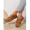 image:imageGORGLITTER Womens Rainbow Dressy Flat Sandals Trendy 2026 Vacation Beach Open Toe Thong Sandals Summer SlidesKhaki
