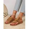 image:imageGORGLITTER Womens Rainbow Dressy Flat Sandals Trendy 2026 Vacation Beach Open Toe Thong Sandals Summer SlidesKhaki