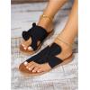 image:imageGORGLITTER Womens Rainbow Dressy Flat Sandals Trendy 2026 Vacation Beach Open Toe Thong Sandals Summer SlidesSolid Black