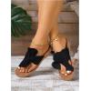 image:imageGORGLITTER Womens Rainbow Dressy Flat Sandals Trendy 2026 Vacation Beach Open Toe Thong Sandals Summer SlidesSolid Black