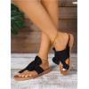 image:imageGORGLITTER Womens Rainbow Dressy Flat Sandals Trendy 2026 Vacation Beach Open Toe Thong Sandals Summer SlidesSolid Black