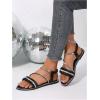 image:imageGORGLITTER Womens Rhinestone Flat Sandals Dressy Glitter Open Toe Sparkly Dress Summer Beach 2026 Slides ShosesBlack Rhinestone Strap